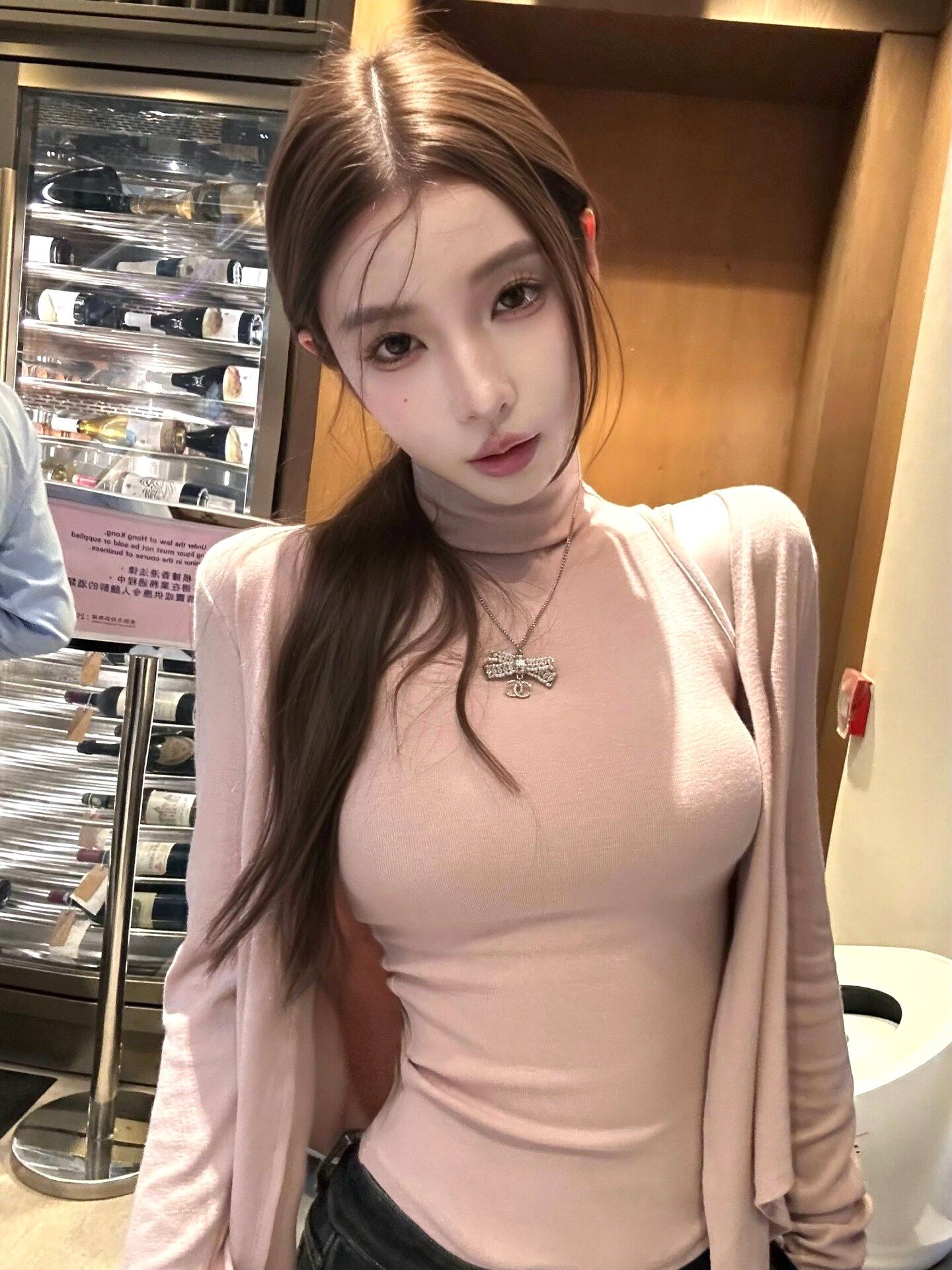 Korean Style Cashmere-Like Two-Piece Set Sleeveless High Neck Vest and Long Sleeve Cardigan - Image 3